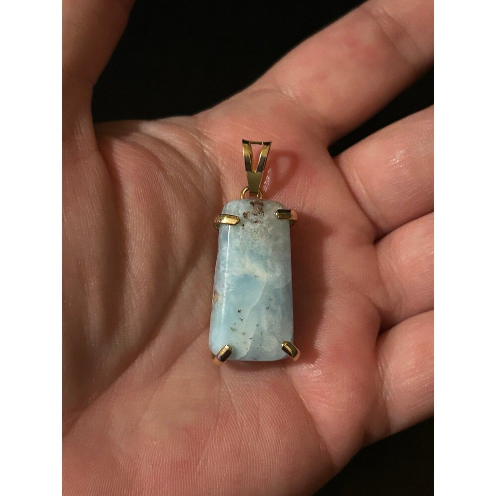Genuine Larimar Rectangular Pendant - Picture 5 of 12